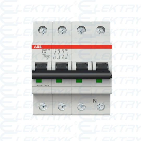 S203M-B32NA wyłącznik nadmiarowo-prądowy | 3P+N | char. B | 32A | 10kA | AC |