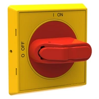 OHYS2AJ1 Pokrętło wyboru żółto-czerwone IP65 do OT16...125F, na wałek 6mm, oz: I-0, ON-OFF, z możliwością blokowania drzwi w ON
