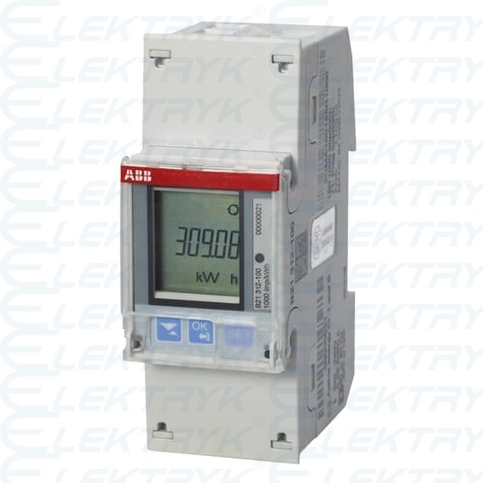 B21 312-100, licznik energii elektrycznej, 1 faz, bezpośr do 65A, en. czynna+bierna, klasa dokł B(1), wyj/wej imp, Modbus/RS485, seria Silver