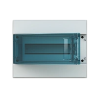 65P12X12A obudowa szara n/t, 12M, IP65, 63A, II klasa, 250x320x155mm (WxSxG) | szyny DIN | drzwi transparentne | N+PE śrubowe