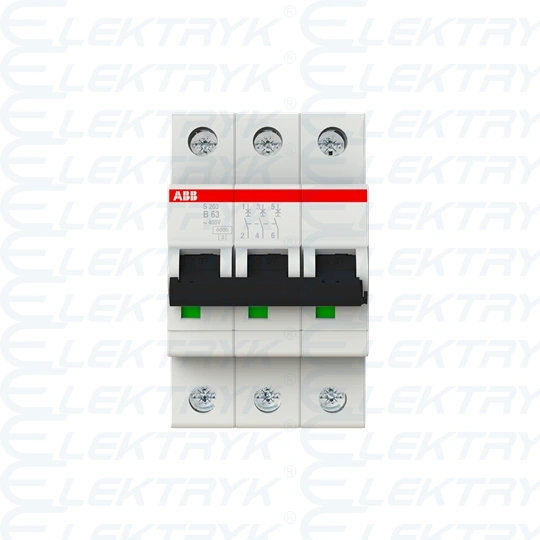 S203-B63 wyłącznik nadmiarowo-prądowy | 3P | char. B | 63A | 6kA | AC |