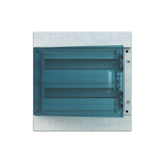 65P18X22A obudowa szara n/t, 36M, IP65, 125A, II klasa, 435x430x155mm (WxSxG) | szyny DIN | drzwi transparentne | N+PE śrubowe