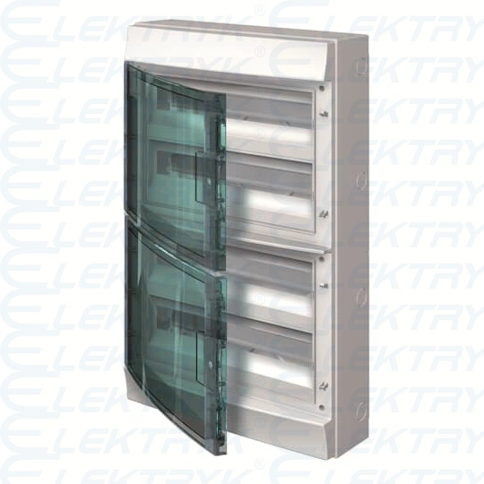 65P18X42A obudowa szara n/t, 72M, IP65, 125A, II klasa, 735x430x155mm (WxSxG) | szyny DIN | drzwi transparentne | N+PE śrubowe