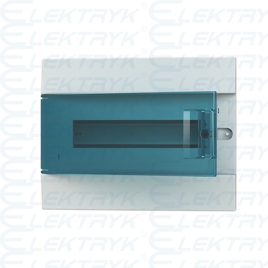 41A12X12A obudowa biała p/t, 12M, IP41, 63A, II klasa, 250x320x107mm (WxSxG) | szyny DIN | drzwi transparentne | N+PE śrubowe