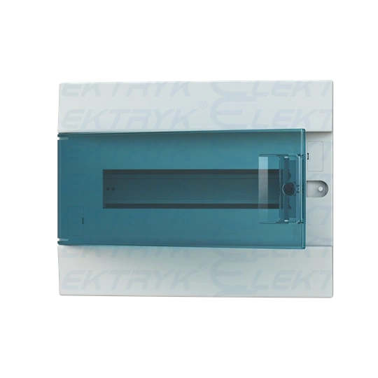 41A12X12A obudowa biała p/t, 12M, IP41, 63A, II klasa, 250x320x107mm (WxSxG) | szyny DIN | drzwi transparentne | N+PE śrubowe