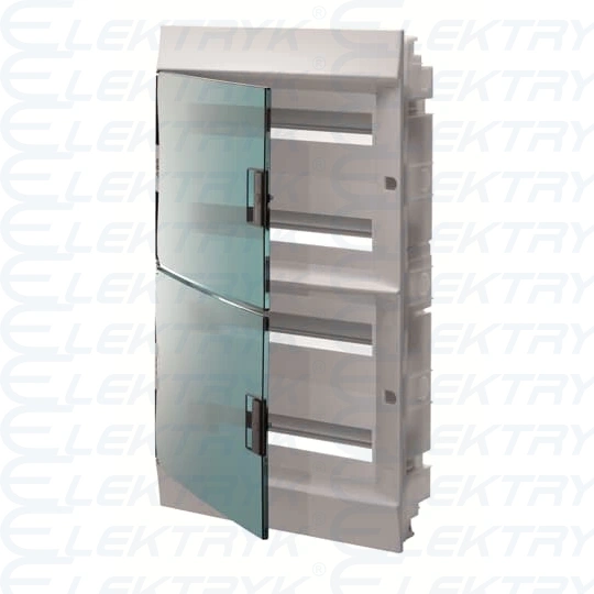 41A18X42A obudowa biała p/t, 72M, IP41, 125A, II klasa, 735x430x127mm (WxSxG) | szyny DIN | drzwi transparentne | N+PE śrubowe