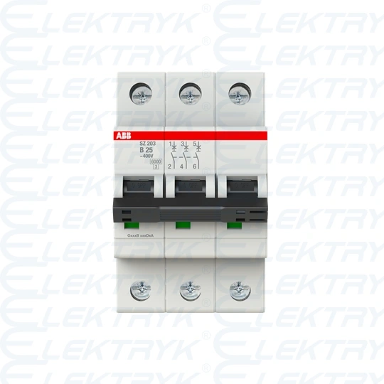 SZ203-B25 wyłącznik nadmiarowo-prądowy | 3P | char. B | 25A | 6kA | AC |
