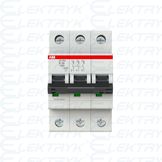 SZ203-B20 wyłącznik nadmiarowo-prądowy | 3P | char. B | 20A | 6kA | AC |