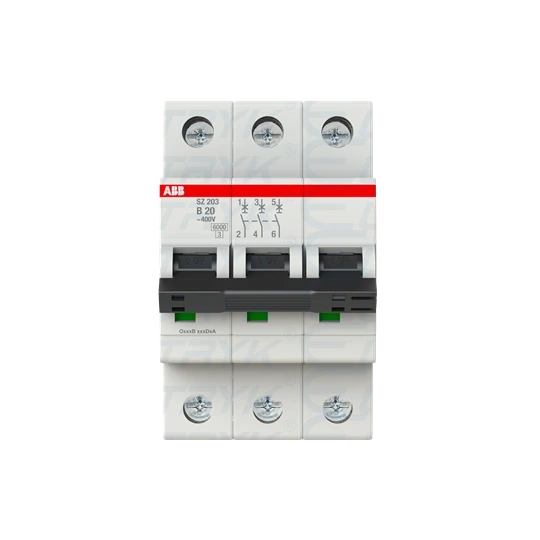 SZ203-B20 wyłącznik nadmiarowo-prądowy | 3P | char. B | 20A | 6kA | AC |