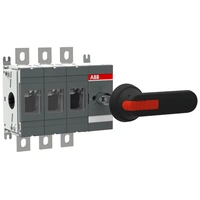 OT400E30P Rozłącznik izolacyjny 400A, 3P, napęd z przodu, z wałkiem i czarną rączką IP65, montaż na płycie montażowej, zestaw ś