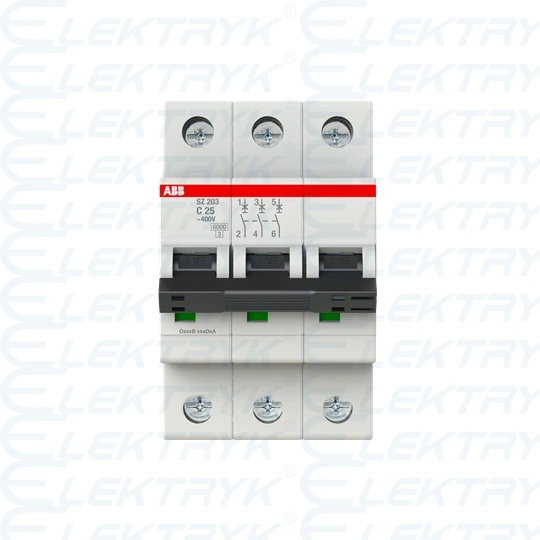 SZ203-C25 wyłącznik nadmiarowo-prądowy | 3P | char. C | 25A | 6kA | AC |