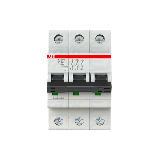 SZ203-C20 wyłącznik nadmiarowo-prądowy | 3P | char. C | 20A | 6kA | AC |