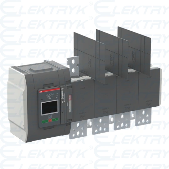 OXB1000E3S4QB Przełącznik automatyczny 1000A 3P+N jednoczesny, 200–480 VAC, I-O-II, sterownik Level 4 Touch, zasilanie od dołu,
