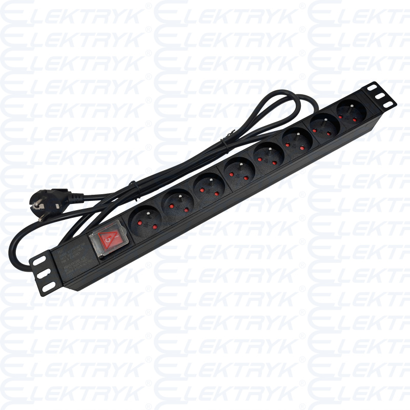 PZ081U Listwa zasilajaca 19"- 8x230V z wyłacznikiem