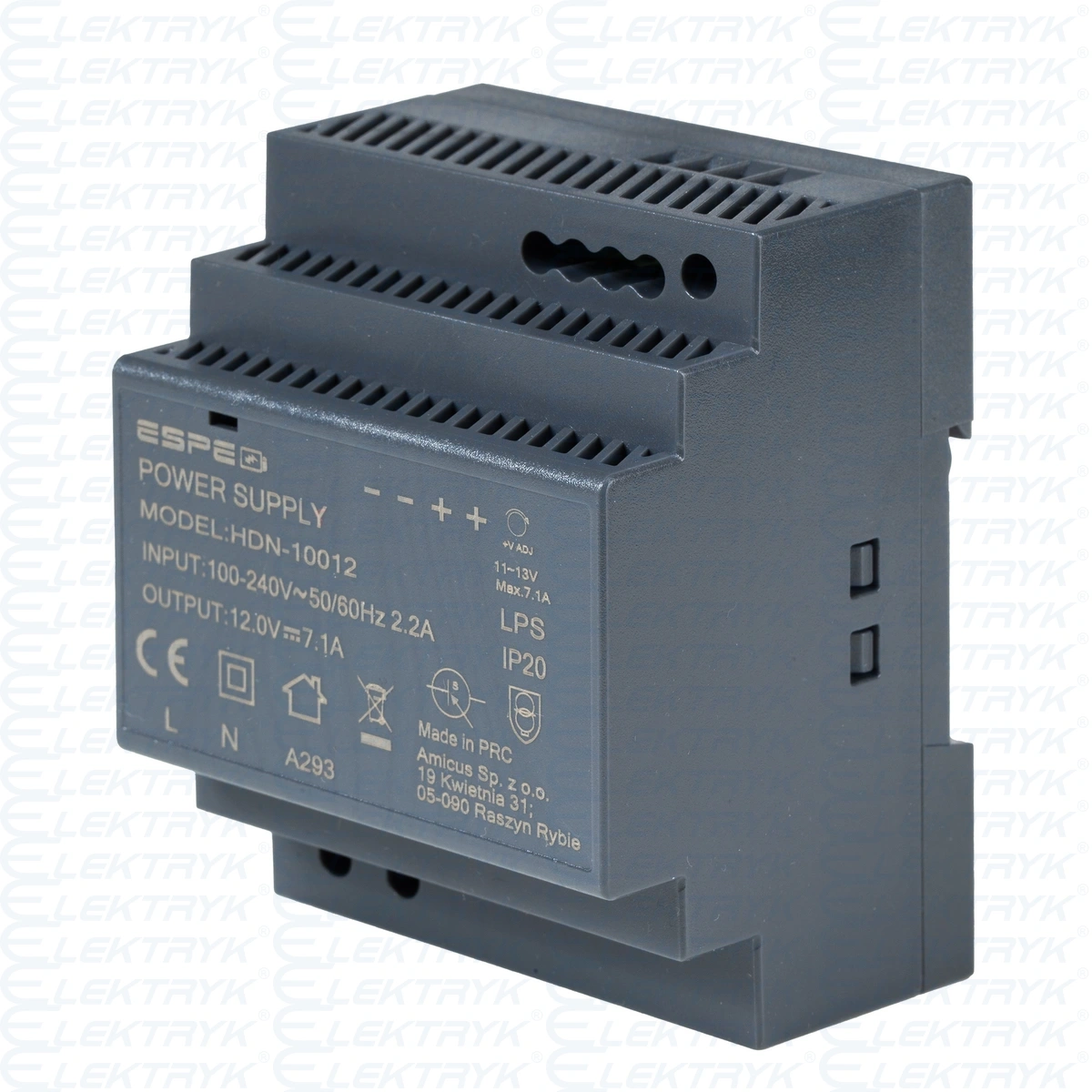 Zasilacz na szynę DIN 12V 7,1A 85W ESPE | HDN-10012