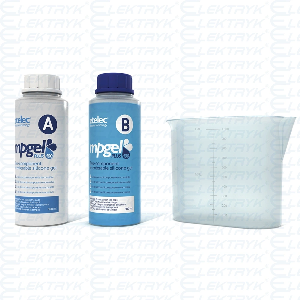 MPGEL-MP100-PLUS Żel silikonowy dwuskładnikowy w butelkach z puszkami i złączkami uniwersalnymi