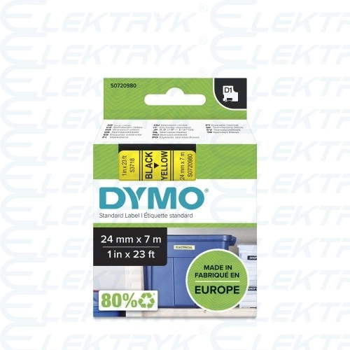 TAŚMA DYMO D1 24mm x 7m CZARNY / ŻÓŁTY nr.kat. 53718
