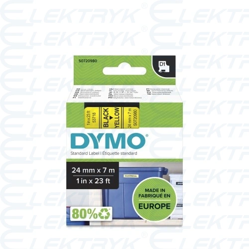 TAŚMA DYMO D1 24mm x 7m CZARNY / ŻÓŁTY nr.kat. 53718