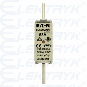 NH01 Wkładka 63A 500V GL/GG bezpiecznik WT-1 63NHG01B