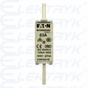 NH01 Wkładka 63A 500V GL/GG bezpiecznik WT-1 63NHG01B