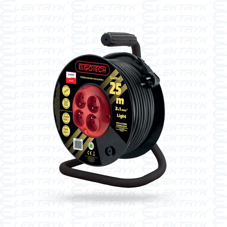 PZB1-40-25G PRZEDŁUŻACZ ZWIJANY BĘBNOWY 25MB 3G1,5 W GUMIE