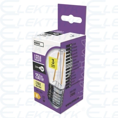 Z74245 Żarówka LED Filament Mini Globe 2W E27 ciepła biel