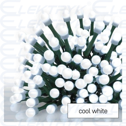 Lampki choinkowe 200 LED cherry 10m zimna biel, zielony przewód, IP20