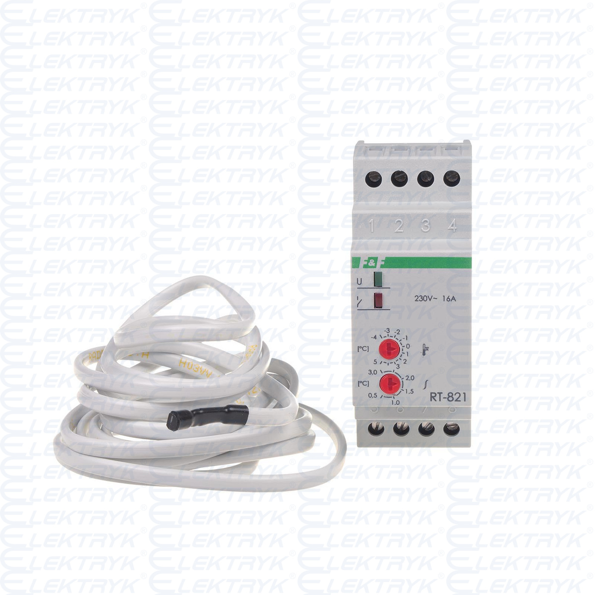 regulator temperatury - zakres temperatur -4÷5°C montaz na szynie DIN, styk: 1NO/NC 230V AC