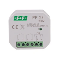 PP-2ZI-230V Przekaźnik elektromagnetyczny, 2Z 16A, montaż podtynkowy, U=100-265V AC,styk:2Z 16A (160A/20ms)