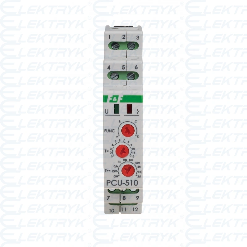 PCU-510DUO przekaźniki czasowewielofunkcyjny, styki: 2P , U=230V lub 24V, I=2x5A, 1 moduł