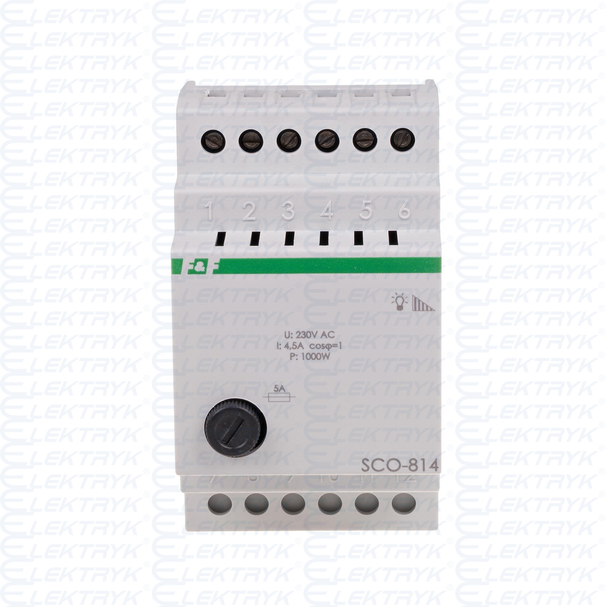ściemniacz oświetlenia SCO-814 montaż na szynie DIN zasilanie 230V AC 1000W