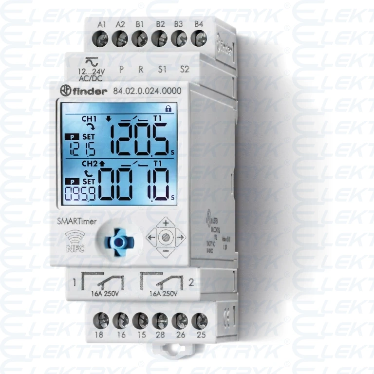84.02.0.230.0000 Cyfrowy Przekaźnik modułowy czasowy 2-kanałowy 110…240 V AC/DC