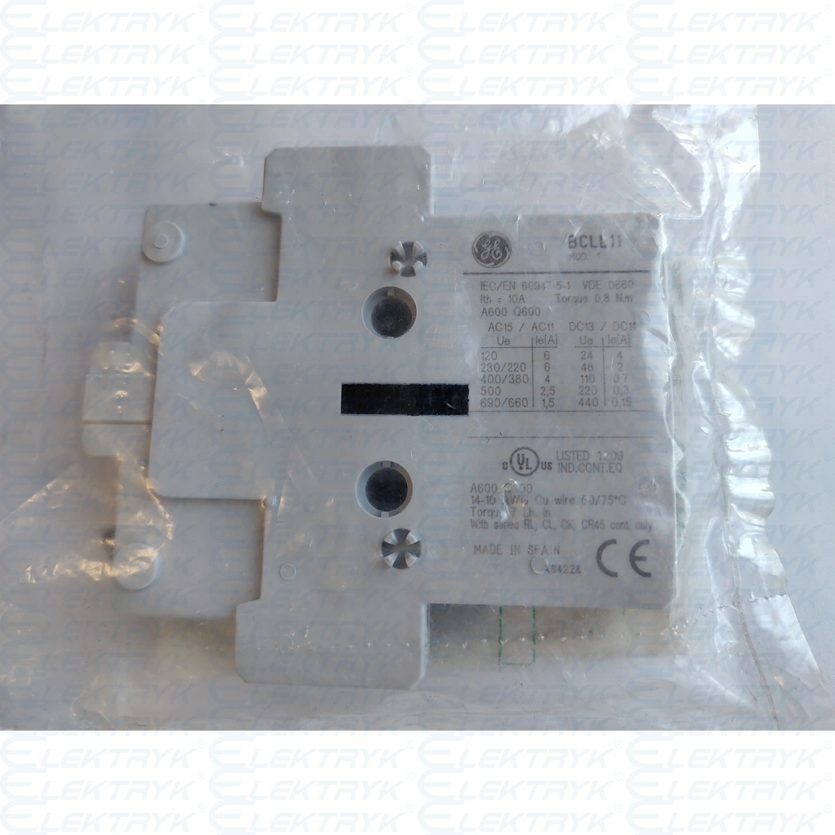 BCLL11 Blok styków pomocniczych 1NO-1NC 104707