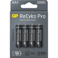 Akumulator AA (R6) Ni-MH ReCyko+ PRO (czarne/srebrne) - 2100(2000mAh) 1,2V - 210AAHCBN-GB4 GP (blister 4 szt.)