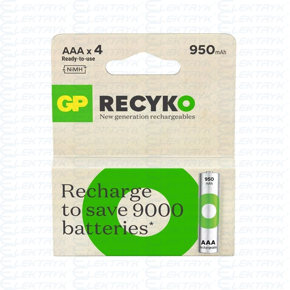 Akumulatory NiMH GP ReCyko AAA 950mAh (4 sztuki) 1,2V