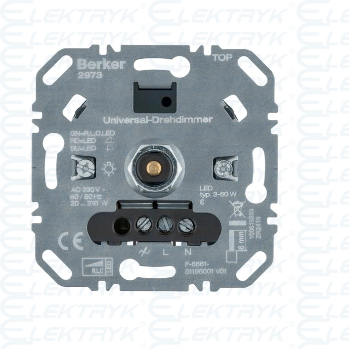 Ściemniacz obrotowy uniwersalny obciążenie R/L/C 20-210 W, LED 3-60W, mechanizm, one.platform
