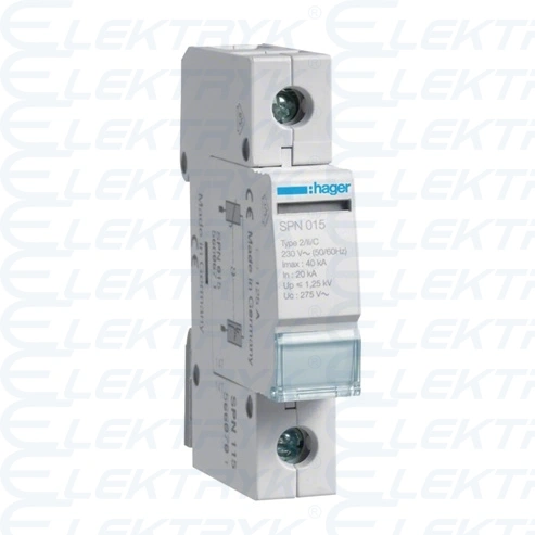 SPD Ogranicznik przepięć T2 1P sieć TN/TT In=20kA Up≤1,25kV