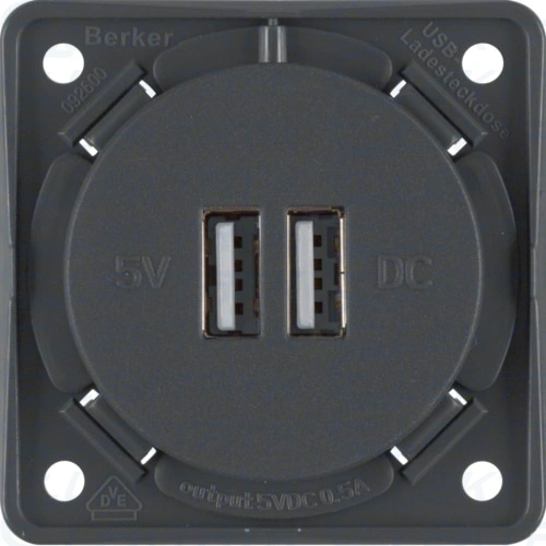 Gniazdo USB ładowania 230V, antracyt mat (nowego typu 3.0A)
