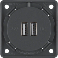 Gniazdo USB ładowania 230V, antracyt mat (nowego typu 3.0A)