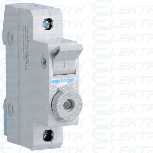 Modułowy rozłącznik bezpiecznikowy 1P do wkładek bezpiecznikowych cylindrycznych L38 10x38mm 20A 400VAC