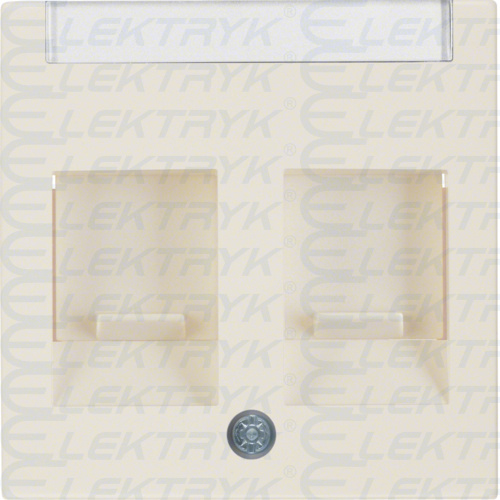 B.Kwadrat/S.1 Płytka czołowa podwójna z zasuwami chroniącymi przed kurzem z polem opisowym, kremowy, połysk