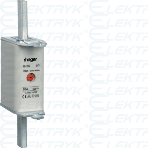 Wkładka bezpiecznikowa nożowa NH1C wskaźnik podwójny uchwyt nieizolowany gG 160A 500 VAC