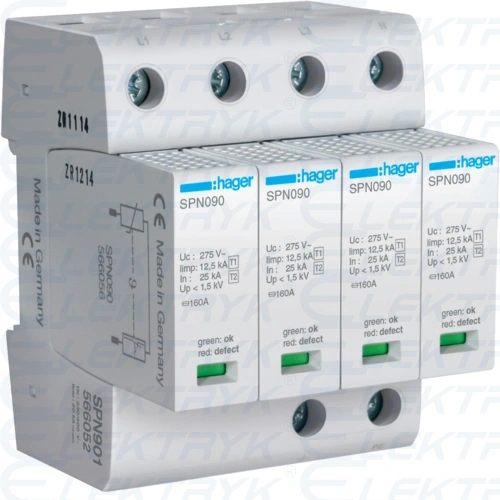 SPD Ogranicznik przepięć T1+T2 MOV 4P sieć TN-S Iimp=50 kA Up≤1,5kV
