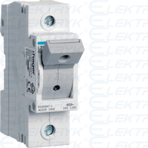 Modułowy rozłącznik bezpiecznikowy poziomy D02 1P 63A 400VAC 110/220VDC