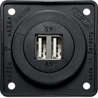 Gniazdo USB ładowania podwójne, 12V, 3A; czarny mat, mechanizm czarny Integro Flow