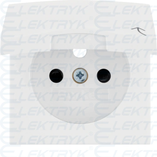 B.Kwadrat Płytka czołowa z przysłonami styków do gniazda z uziemieniem z pokrywą biały, połysk