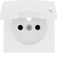 B.Kwadrat Płytka czołowa z przysłonami styków do gniazda z uziemieniem z pokrywą biały, połysk