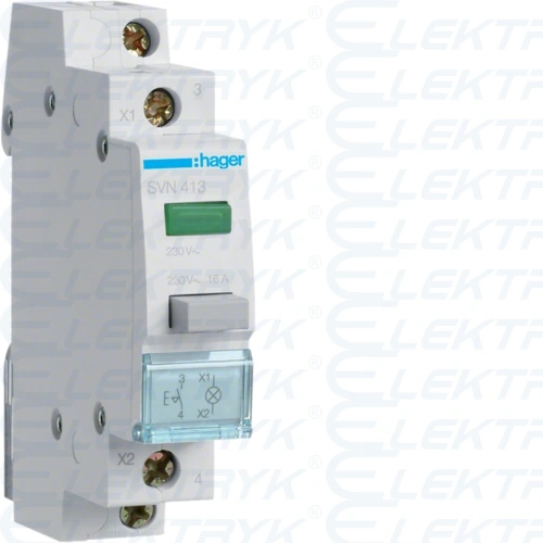 Przełącznik przyciskowy 1NO LED zielona Ith=16A 230VAC
