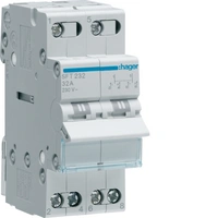 Modułowy przełącznik instalacyjny I-0-II punkt wspólny od góry 2P 32A 230VAC