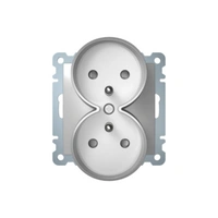 Gniazdo podwójne do ramek Berker B.Kwadrat - aluminium